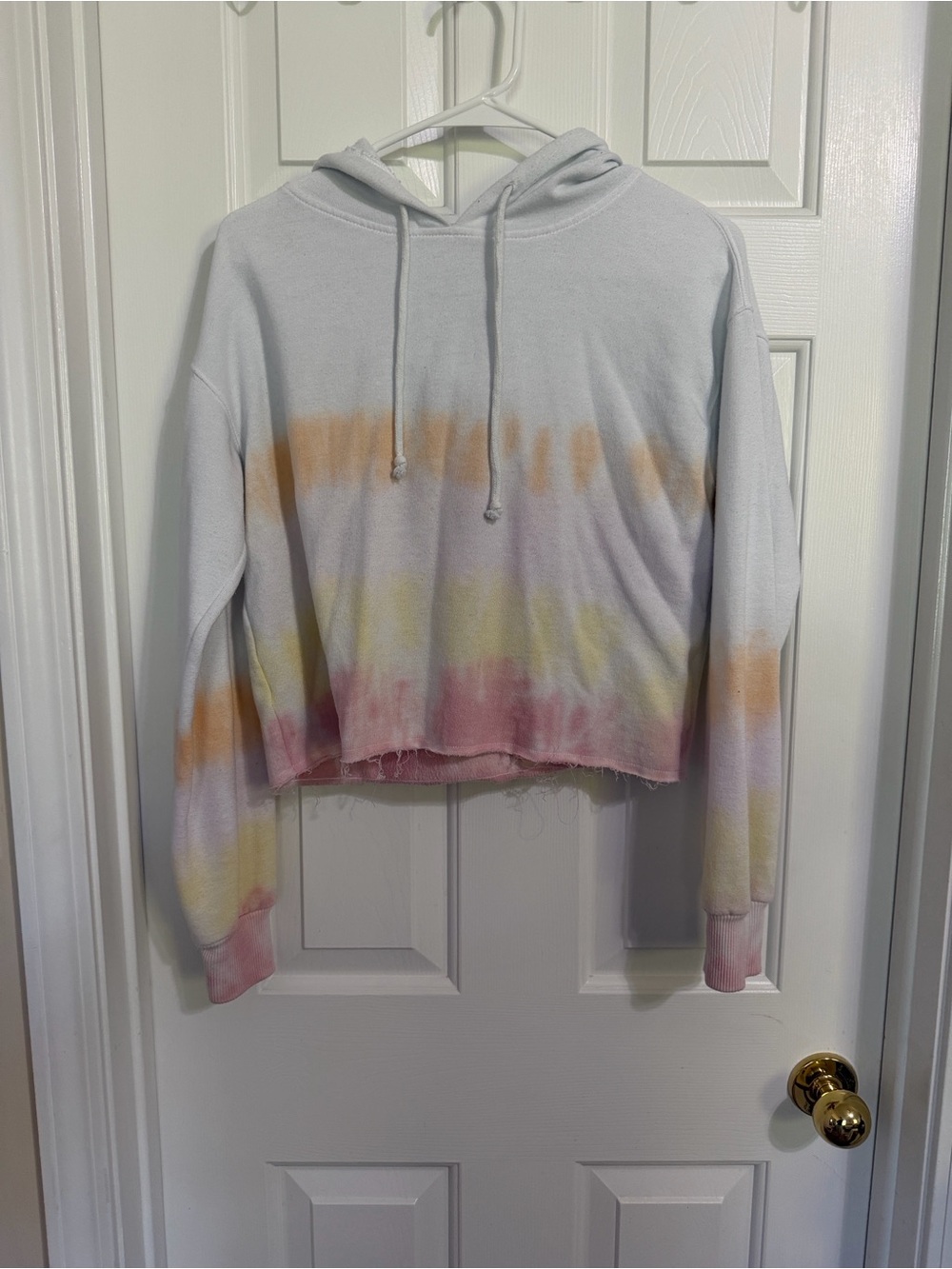 SO Lounge Life Crop Hoodie Tie-Dye - White, Orange, Yellow, Pink